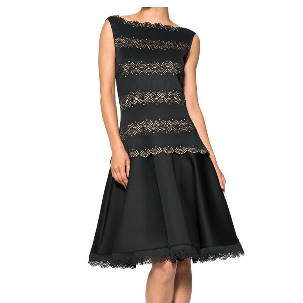 Tadashi Shoji Laser Cut Neoprene A LIne Dress Size Small